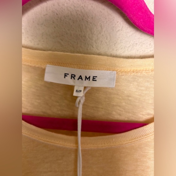 NWT Frame Washed Nude Peach Pink 100% Organic Linen Rolled Muscle T-Shirt S - Picture 4 of 9